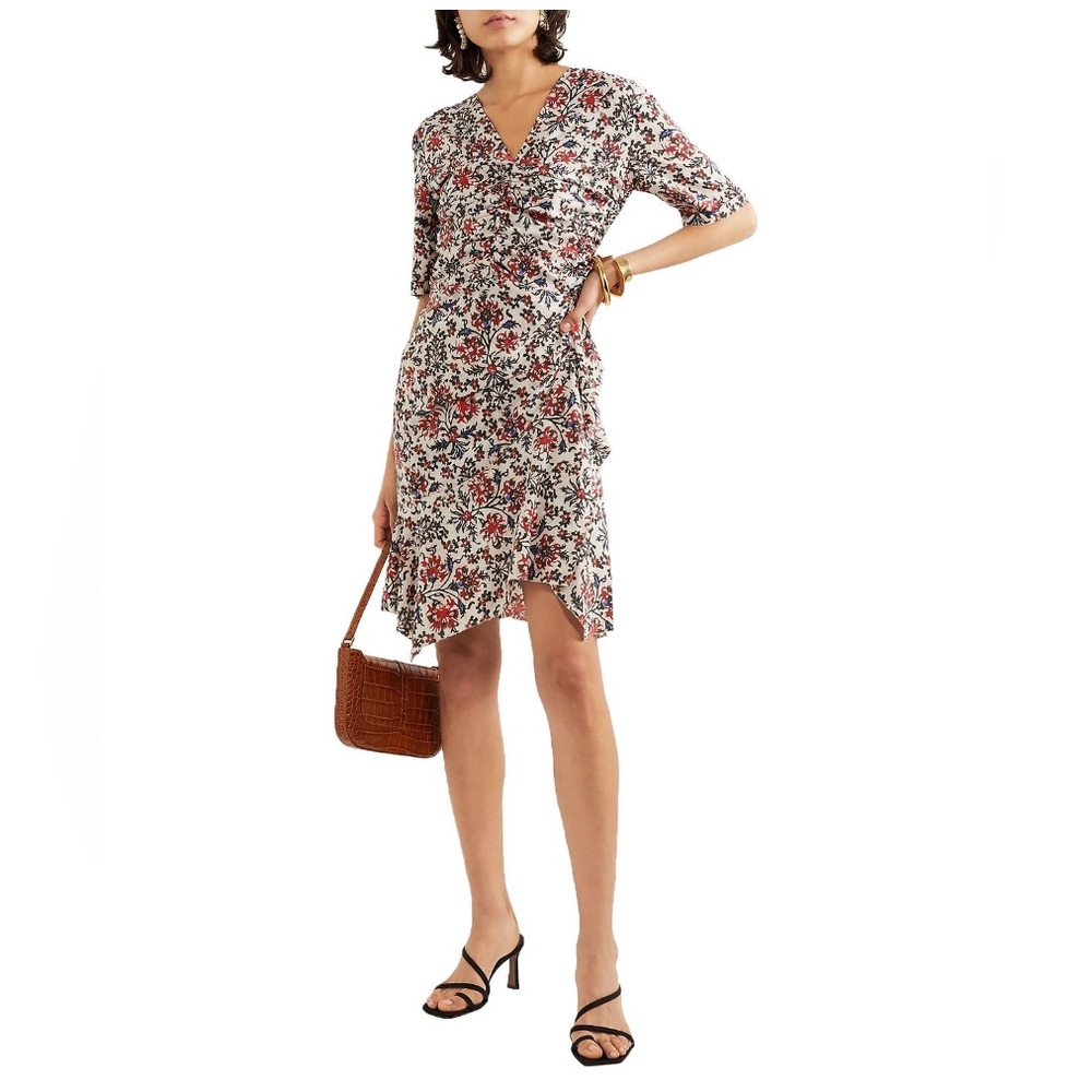 ISABEL MARANT Arodie ruched floral-print silk-blend crepe dress ✨NWT✨ - Picture 2 of 8